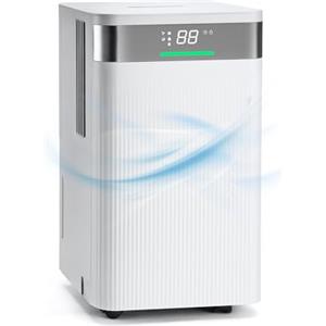 HAUSHOF Deumidificatore Casa 12L/24h, 38dB Deumidificatore Elettrico per ambienti di 20m² con 2L serbatoio e display LED, 3 modalità Deumidificatore portatile per camera da letto, cantina, bagno