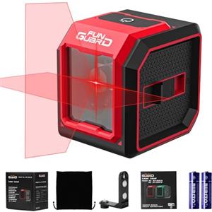 Funguard Livella Laser Autolivellante, 20M Rosso Livello Laser Orizzontale e Verticale, 2 x Batteria AA, IP54 per Cantieri, Decorazione per la casa, DIY, Portatile