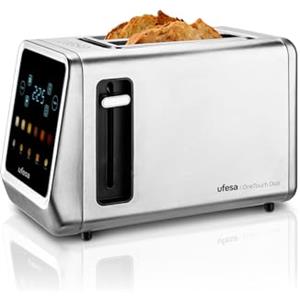 Ufesa One Touch Duo - Tostapane Digitale 850W, 2 Fessure, Schermo LED, 6 Livelli, Funzioni Pane, Bagel, Muffin, Waffle, Riscaldamento, Scongelamento, Memoria, Vassoio Raccoglibriciole