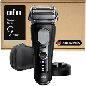 Braun Serie 9 PRO + Rasoio Elettrico Barba, Wet&Dry, 5+1 Lame Di Precisione Ultra Sottili, Regolabarba Uomo, Rasoio Barba, 60 Min Utilizzo, Base Di Ricarica, Regolabarba Braun, 9610SI, Nero