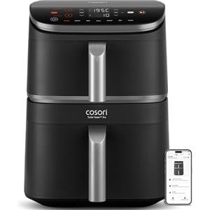 COSORI Turbo Tower Pro Smart Friggitrice ad Aria 10,8L con Rivestimento Ceramico, Doppia Resistenza, Cottura a 3 Livelli, 2630W, 7 Funzioni, 2 Motori DC, 50+ Ricette Complete Online, CAF-DC113S