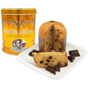 Chiostro di Saronno Panettone Artigianale con Gocce di Cioccolato Mini 100 g, Panettone a Lenta Lievitazione, Panettone con Cioccolato, Senza Canditi e Senza Uvetta, Confezione Latta Oro