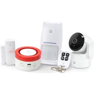 Garza Smart - Kit Sistema di Allarme e Sicurezza Intelligente Wifi 2.4GHz con Fotocamera 1080p 360° per la casa, Sirena 120dB, Sensori di Movimento e Apertura di Porte/Finestre, Controllo vocale/App.