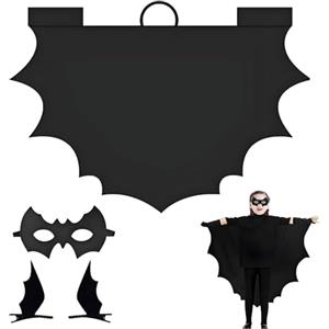 KOMEIYL Halloween Costume Pipistrello, Vampiro Mantello Pipistrello, Costume Pipistrello Bambino con Maschera Pipistrello e Fermagli Capelli Forma ali Bat, Look Accattivante Festa Halloween (A)