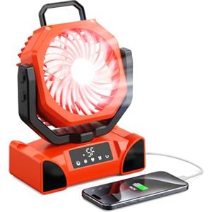 Richday Ventilatore da Campeggio Ricaricabile 20000mAh con USB Luce LED, Timer, Telecomando, Oscillazione Automatica, fino a 69h, Ventilatore Portatile per Esterni, Tenda, Spiaggia, Ufficio, Pesca