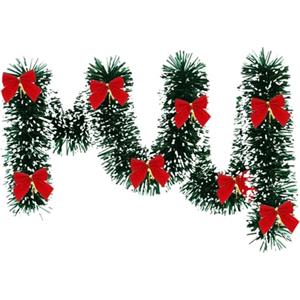 Akxlax Ghirlanda Natalizia per Scale 5 Metri con Luci Timer, Ghirlanda Luminosa Verde Natale per Esterno Interno, Ghirlande Natalizie per Porta Camino Tavolo (B: senza LED, con fiocchi)