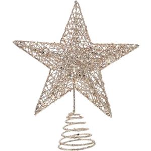 Amosfun - Puntale per albero di Natale in ferro con stella glitterata, Ferro, Oro rosa, 25 cm