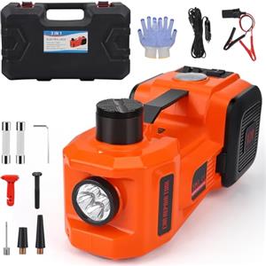 HIUYRFS Cric elettrico per auto 5T 12V, cric idraulico, raggio di sollevamento 15-45 cm, strumento portatile per auto/SUV/camion, cambio pneumatici di emergenza e riparazioni in officina