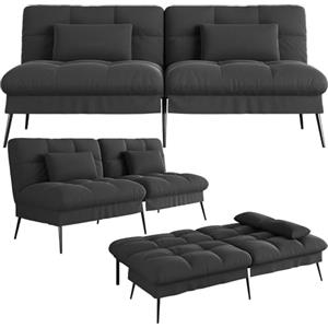 COMHOMA Divano Letto Pieghevole con Schienale Regolabile a 5 Posizioni, Divano Trasformabile Salvaspazio, Schiuma ad Alta Densità, Tessuto, Nero