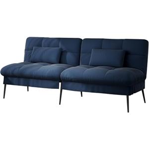 COMHOMA Divano Letto Pieghevole con Schienale Regolabile a 5 Posizioni, Divano Trasformabile Salvaspazio, Schiuma ad Alta Densità, Tessuto, Blu