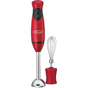 BELLA Frullatore a Immersione, Mixer Portatile Compatto con Accessorio Frusta per Succhi, Frullati, Cibo per Bambini e Smoothie, Senza BPA, Acciaio Inossidabile, Rosso, Frullatore a Immersione