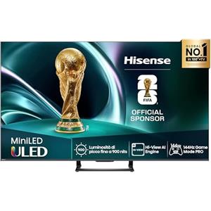 Hisense TV 65" Mini-LED 144Hz 4K 2025 65U72Q, Smart TV VIDAA U8, Dolby Vision IQ, HDR 10+ Adaptive, 144Hz Game Mode PRO, Dolby Atmos 2.1 con Subwoofer, Alexa Built-in, VIDAA Voice, lativù 4K, 65''