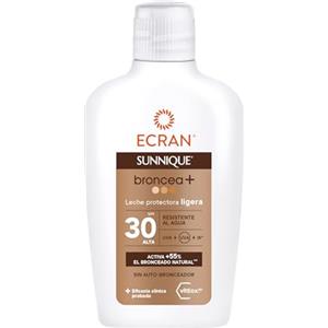 Ecran Sunnique - Latte protettivo solare bronzo+ FPS 50, protezione media UVB e UVA, attiva l'abbronzatura naturale, senza autoabbronzante, con tecnologia PureBronze, resistente all'acqua - 200 ml