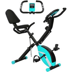 SPORTNOW Cyclette pieghevole con schienale per cyclette silenziosa con 8 livelli di resistenza magnetica sella regolabile volante display LCD cardiofrequenzimetro e banda carico 110 kg verde