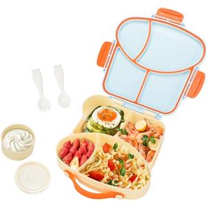 VINATO Portapranzo per Bambini con 4 Scomparti 900ML, Lunch Box BPA Free, Schiscetta Pranzo con Posate, Ideale per Scuola, Asilo e Picnic - Blu