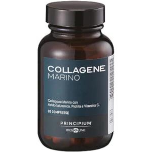 Bios Line Principium Collagene Marino - Integratore con Collagene di Tipo I, Acido Ialuronico e Vitamina C per Pelle Giovane ed Elastico, 80 Compresse