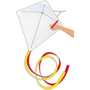 GÜNTHER FLUGSPIELE 1242 - Aquilone per bambini Paint Your Kite, classico aquilone malese da dipingere, circa 69 x 69 cm, lunghezza della coda 2 x 3 m, per bambini dai 4 anni in su