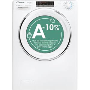 Candy Smart Pro Inverter CSO 6106TWMC1-S, Lavatrice a carica frontale, 10 KG, Classe A-10%, 1600 giri, 78 dB, Cicli Rapidi, 16 programmi, Bianco, AxLxP 85x60x58 cm [Classe di efficienza energetica A]