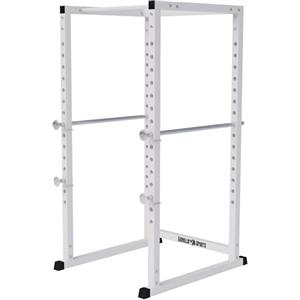 GORILLA SPORTS® Power Rack - 103x120x212cm, Altezza Regolabile, Acciaio, Carico: 250kg - Multifunzione Palestra, Smith Machine, Macchinari Palestra, Rack Pull Up, Trazioni, Stazione, Attrezzi (Bianco)