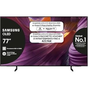 SAMSUNG 4K Vision AI Smart TV 77" QE77S85FAEXZT OLED 4K, Processore NQ4 AI Gen2, AI Upscaling Pro, Glare Free, OLED HDR, Certificazione PANTONE, Dolby Atmos & OTS Lite, Contour Design, 2025