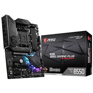 MSI MPG B550 Gaming Plus Scheda Madre ATX - per Processori AMD Ryzen di 3a Generazione, AM4, DDR4 Boost (4400MHz/OC), 1x PCIe 4.0/3.0 x16, 1x PCIe 3.0 x16, 1x M.2 Gen4 x4, 1x M.2 Gen 3x4