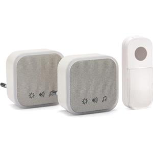 VELAMP - Campanello Senza Fili da Esterno e Interno TWEED con 2 Ricevitori a Spina da Interno, Citofono Senza Fili da Esterno Impermeabile, Portata 150m, 36 Suoni Regolabili, Spia LED, Campanello Casa