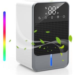 Aceshop Deumidificatore Casa, 1500ml Deumidificatore Portatile con Spegnimento/Sbrinamento Automatico Timer 2 Velocità Silenzioso Mini Elettrico Deumidificatore con 7 Luci Colorate per Camera da letto Muffa