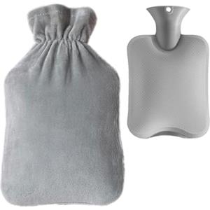 Mlysnd Borsa Acqua Calda, Borsa Dellacqua Calda, Boule Acqua Calda da 2L di Grande Capacità, Materiale Delicato Sulla Pelle per un Calore Duraturo Scaldaletto per Bambini e Adulti(Grigio)