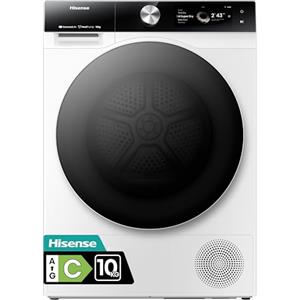 Hisense DH7S107BW Asciugatrice Pompa di Calore con AI, Condensatore Autopulente, Refresh Vapore, Ion Tech, 10kg Classe C, Display TFT a colori, Smart e Connect Life, Oblò Doppia Porta