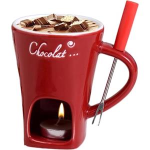 Generico Set per fonduta di Candele da tè, Set di Tazze per fonduta di Cioccolato, Tazza per fonduta con Tazza Calda in Ceramica, Crogiolo scalda-Burro riscaldante per Tea Light per Caramelle e Cioccolato