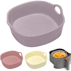 MeYuxg Pirofila rotonda in ceramica, per friggitrice ad aria calda, 18,5 x 16,5 x 5,5 cm, per lasagne, patatine fritte, zuppa (viola)