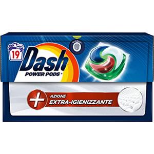Dash Power Pods Detersivo Lavatrice In Capsule, 19 Lavaggi, Azione Extra-Igienizzante, Contro Sporco E Batteri, Efficace Anche A Freddo E In Cicli Brevi