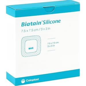 Coloplast Biatain Medicazione in Schiuma di Poliuretano con Bordo Adesivo in Silicone 7,5x7,5 cm - 10 Pezzi