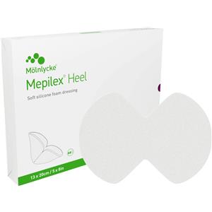 Molnlycke Mepilex Heel - Schiuma di Poliuretano Assorbente con Strato di Contatto in Silicone Morbido, 13x20cm, 5 Pezzi