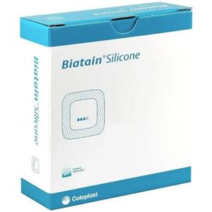 Coloplast Biatain Silicone Medicazione Assorbente 10x10 cm con Adesivo Delicato in Silicone - 10 Pezzi