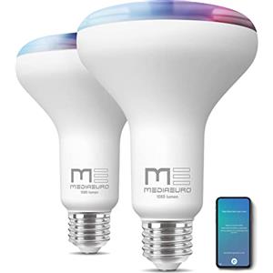 MEDIAEURO Lampadine LED Smart WiFi E27, 1080 lumen, Luce Bianca + RGB per Alexa, Google Home e Bixby, 12W e luce colorata dimmerabile da smartphone, Bluetooth, 2 pezzi