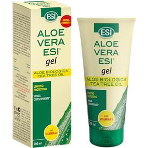 ESI - Aloe Vera Gel, con Tea Tree Oil e Vitamina E, Idrata e Lenisce la Pelle Secca o Arrossata in Seguito a Esposizione al Sole, Adatto a Tutti i Tipi di Pelle, 200 ml