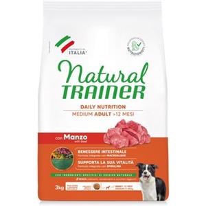 Trainer Natural Cane Adult Medium con Manzo e Riso - Alimento Completo per Cani di Taglia Media - 3 Kg