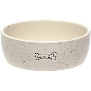 Pearhead Woof Ciotola per animali domestici, ciotola per acqua e cibo, accessorio per cani, in ceramica, bianca, adatta al microonde e alla lavastoviglie, media, 680,4 g