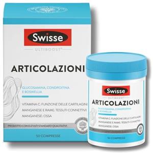 SWISSE Ultiboost - Integratore Articolazioni con Vitamina C per Supporto a Formazione Collagene e Funzione Cartilagini, Integratori con Glucosamina Condroitina e Boswellia, 50 Compresse, Made in Italy