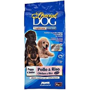 Monge Special Dog Crocchette Puppy & Junior con Pollo e Riso - Alimento Completo per Cuccioli e Femmine Gestanti, 4 kg