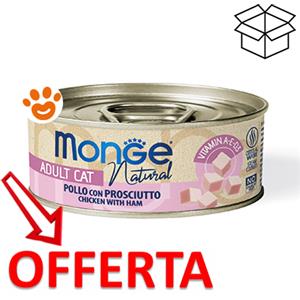 Monge Delicate Pezzetti di Pollo con Prosciutto - Alimento Umido per Gatti Adulto 80g