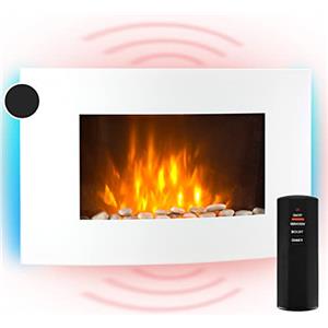 Klarstein Camino Elettrico da Incasso, Caminetto Elettrico da Parete 2000 W, Camino Elettrico da Parete Con Spazio per Legna, Fuoco Finto LED, Camino Finto a Basso Consumo con Telecomando e Timer