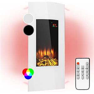 Klarstein Camino Elettrico 2000 W, Camino Finto a Riscaldamento Elettrico a Basso Consumo, Fuoco Finto LED, Spazio per Legna, Termocamino con Telecomando, Termostato e Timer