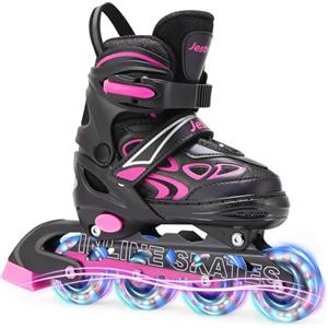 Jestme Pattini in Linea Bambina, pattini a rotelle regolabili per bambini ragazzi ragazze con ruote di illuminazione, pattini regolabili per principianti bambini (S (EU 28-32))