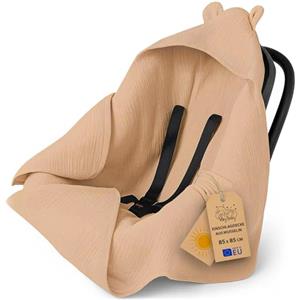 Totsy Baby Sacco ovetto coperta mussola 90x90 cm - copertina per passeggino bebe per seggiolino auto bambino o swaddle neonato 0-6 mesi universale e lavabile Oeko-Tex Beige