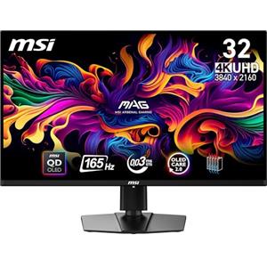 MSI MAG 321UP QD-OLED Monitor Gaming 31.5", 4K UHD - Pannello Quantum Dot OLED 3840 x 2160, 165Hz / 0.03ms, 99% DCI-P3, ΔE≤2, DisplayHDR True Black 400 - DP 1.4a, HDMI 2.1 (UHD@165Hz), USB Type-C