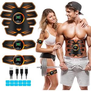 LEMENG Elettrostimolatore Muscolare, Elettrostimolatore per Addominali, ABS Addominale Tonificante Cintura, EMS Stimolatore Muscolare Addome/Braccio/Gambe/Waist/Glutei