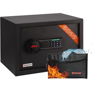Brihard Family cassaforte elettronica - Cassaforte a codice per la casa, A4, 25x35x25cm - Cassetta di sicurezza, tastiera digitale, LED, ripiano removibile