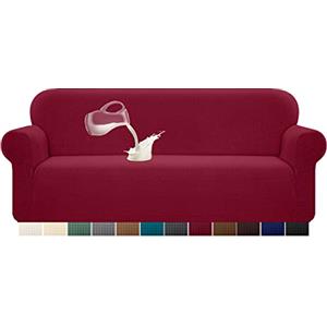 Granbest Copridivano elasticizzato, impermeabile, 1 pezzo, in spandex, jacquard, con gommapiuma antiscivolo (4 posti, rosso vinaccia)